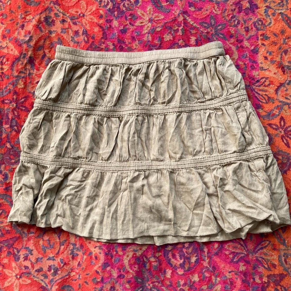 fairycore tiered brown/green mini-skirt